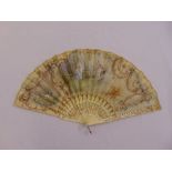 A French 19th century fan with courtly scenes