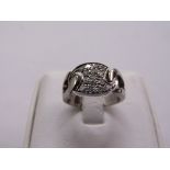 18ct white gold and diamond pave set ring, approx total weight 8.0g