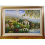 K. Wardel framed oil on canvas of a house by a lake, signed bottom left, to include COA, 61 x 91cm