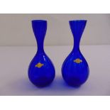 A pair of Swedish blue glass vases by G. Lindkvist