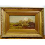 R. Lindow framed and glazed oil on canvas of a country cottage, signed and dated 1911 bottom