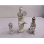 Royal Copenhagen blanc de chine figurine of an oriental lady, a figurine of a baby on circular