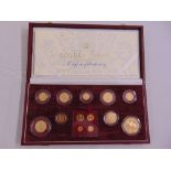 United Kingdom Golden Jubilee gold proof set Royal Mint issue comprising 2002 £5 Crown, £2, £1, 50/
