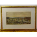 A P Smith framed and glazed Victorian watercolour of a marshland scene signed bottom right, 28 x