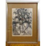 Anatolij Lvovic Kaplan 1902-1980 framed and glazed monochromatic limited edition lithograph 93/