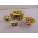 A quantity of Aynsley porcelain to include twelve fruit plates, a bonbon dish, a vase and a