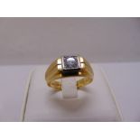 18ct yellow gold and diamond gentlemans ring, approx total weight 8.4g