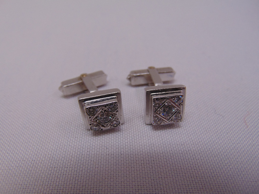 A pair of 18ct white gold and diamond cufflinks, approx total weight 14.7g