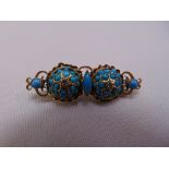 15ct yellow gold and turquoise brooch, approx total weight 5.6g