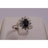 18ct white gold sapphire and diamond dress ring, approx total weight 3.0g