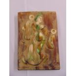 Chinese Tang style rectangular relief tile of lady wearing robes