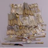 Silver plated Kings pattern flatware for twelve place settings to include servers