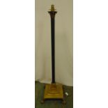 A gilded metal corinthian column standard lamp on gilded metal base with lion claw feet, A/F