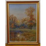 Ernest Walter Twining (1875-1956) framed and glazed watercolour of a country landscape, signed