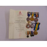 WWI military medals for Mr Lewis Wilfred Hawes to include a letter from Buckingham Palace and two