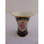 Meissen blue ground vase decorated with flowers, marks to the base