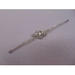 An Art Deco platinum and diamond bracelet, approx 13cts of diamond, centre stone approx 1ct, overall