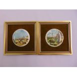 A pair of framed Crown Staffordshire porcelain plaques with views of Venice