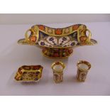 A quantity of Royal Crown Derby Imari pattern to include a rectangular fruit bowl, two toothpick