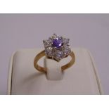 9ct yellow gold, amethyst and cubic zircona dress ring, approx total weight 4.3g
