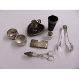 A quantity of silver to include a tortoiseshell and silver heart shaped chamber stick by William