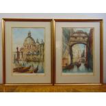 R. H. Smallridge a pair of framed and glazed polychromatic etchings of Venice, signed bottom