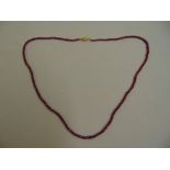 Ruby bead necklace with 18ct yellow gold clasp