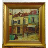 Charles Feola framed oil on canvas of a Parisienne street scene, 45 x 42cm