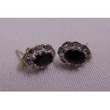 A pair of 18ct white gold sapphire and diamond earrings, approx total weight 1.5g