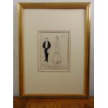 Philip William May framed pen and ink drawing titled The Nervous Pianist, signed top right,