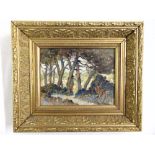Paul Fenasse framed oil on board of a wooded scene signed bottom right, 13.5 x 17.5cm