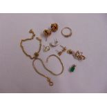 A quantity of 9ct gold jewellery to include bracelets, earrings and a pendant, approx total weight