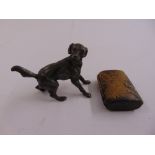 A bronze figurine of a dog and an Inro of customary form, A/F