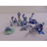 Eleven Herend figurines of animals, fish and birds (11)