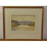 A framed and glazed watercolour, label to verso of a Norwegian location, 17 x 24.5cm