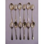 Twelve silver hallmarked rattail teaspoons