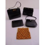 A quantity of crocodile, leather and beaded ladies handbags and evening bags (5)