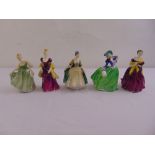 Five Royal Doulton figurines of ladies