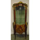 A Vernis Martin shaped rectangular glazed display cabinet with bow glass sides and hinged fronts,
