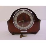 Alexander Clark Co. Ltd mantle clock, silvered dial, Roman numerals to include key