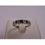 9ct yellow gold, sapphire and diamond nine stone ring, approx total weight 2.4g