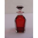A French shaped rectangular ruby glass scent bottle with drop stopper