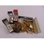 A quantity of costume jewellery to include rings, necklaces, bracelets, earrings and watches