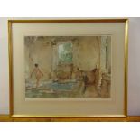 William Russell Flint framed and glazed polychromatic lithographic print titled Cecilia in the