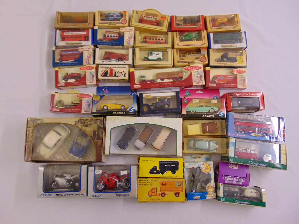 A quantity of diecast to include cars, trucks, vans, motorbikes and an aeroplane, all in original