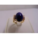 14ct yellow gold lapis lazuli and diamond dress ring, approx total weight 4.8g