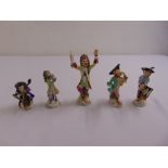 Five Dresden monkey orchestra figurines