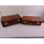 Two vintage leather suitcases circa 1950 with original locks