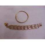 9ct yellow gold gate link bracelet and a 9ct yellow gold bangle approx total weight 18.2g