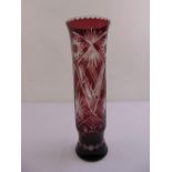 A Bohemian amethyst long stem vase